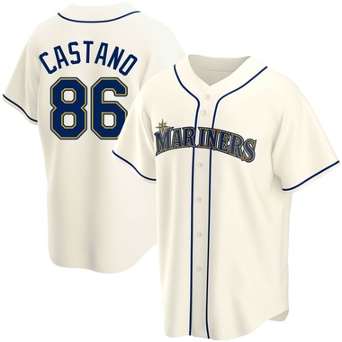 Cream Blas Castano Men's Seattle Mariners Alternate Jersey - Replica Big Tall