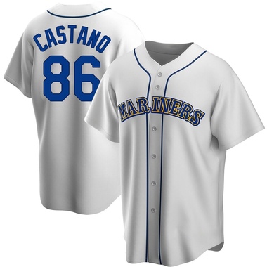 White Blas Castano Men's Seattle Mariners Home Cooperstown Collection Jersey - Replica Big Tall