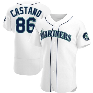 White Blas Castano Men's Seattle Mariners Home Jersey - Authentic Big Tall