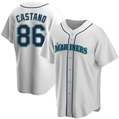 White Blas Castano Men's Seattle Mariners Home Jersey - Replica Big Tall